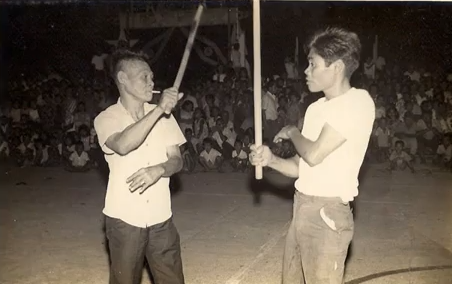 Anciong Bacon at a Balintawak Eskrima Arnis Kali display, demonstrating Filipino Martial Arts